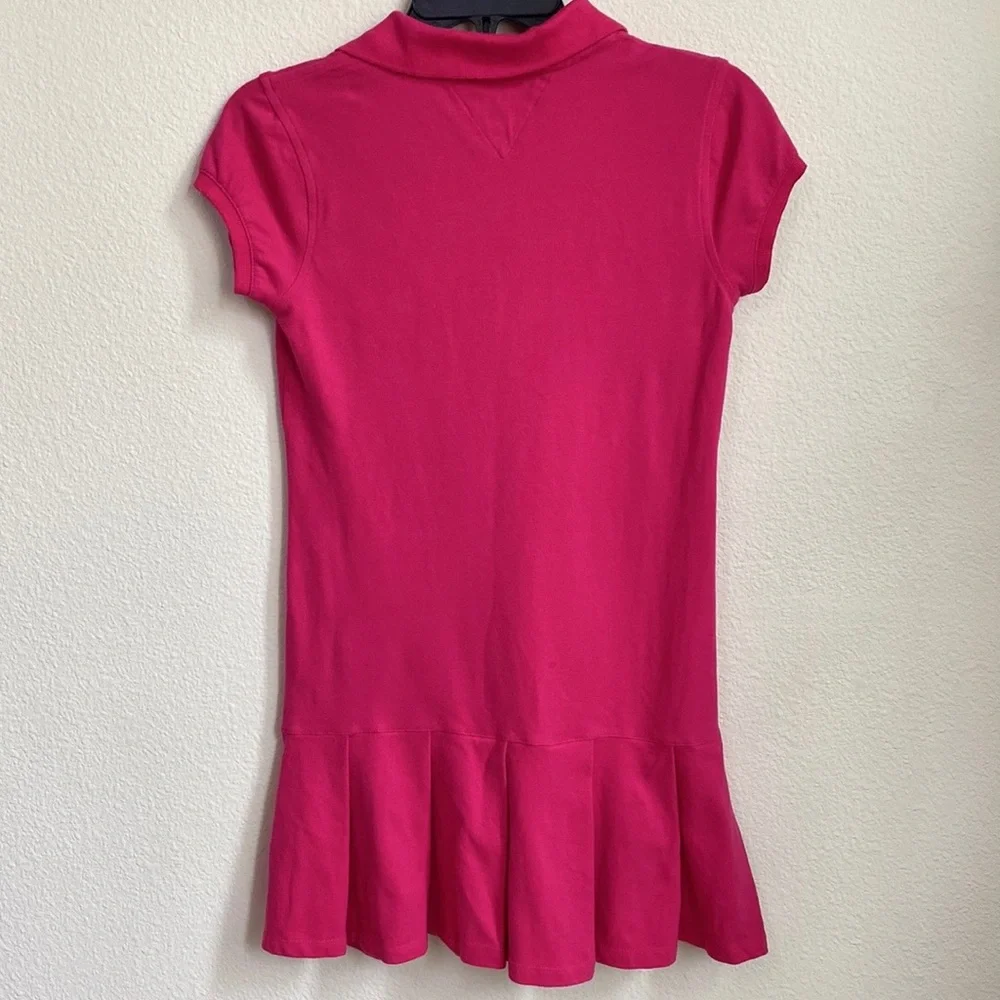 TOMMY HILFIGER Girls Pink Collared Drop-Waist Pleated Polo Dress Sz L (12-14) - Picture 4 of 6